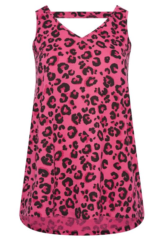YOURS Plus Size Pink Leopard Print Bar Back Vest Top | Yours Clothing 6