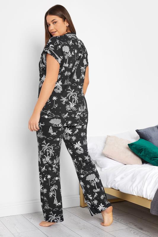 Tall Women's LTS Tall Black Jungle Print Cotton Pyjama Set | Long Tall Sally  3