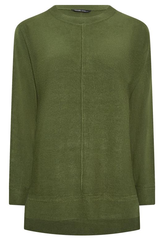 YOURS Plus Size Khaki Green Front Seam Detail Jumper | Yours Clothing 6