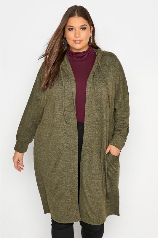 Olive Green Soft Touch Hooded Cardigan_a.jpg