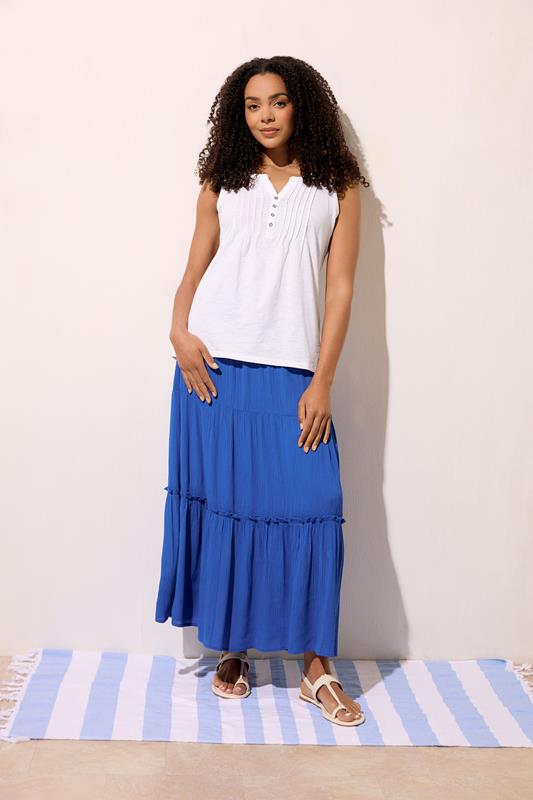  M&Co blauwe gerimpelde maxirok