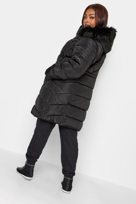 YOURS Plus Size Black Midi Puffer Coat | Yours Clothing 3