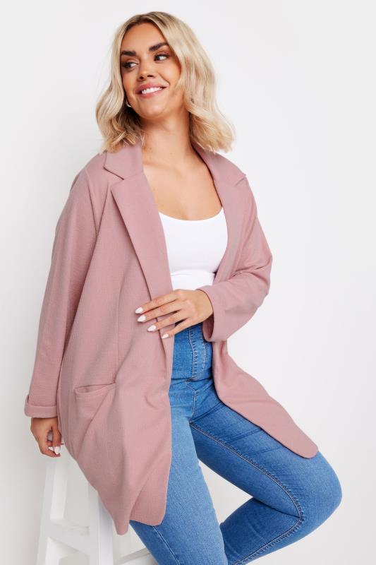Plus Size  YOURS Curve Pink Textured Blazer