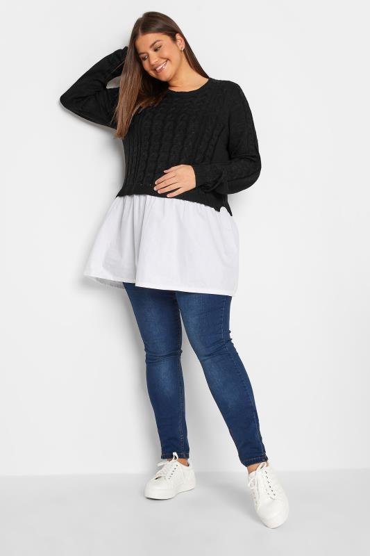 LTS Tall Women's Maternity Black Knitted Shirt Jumper | Long Tall Sally  2