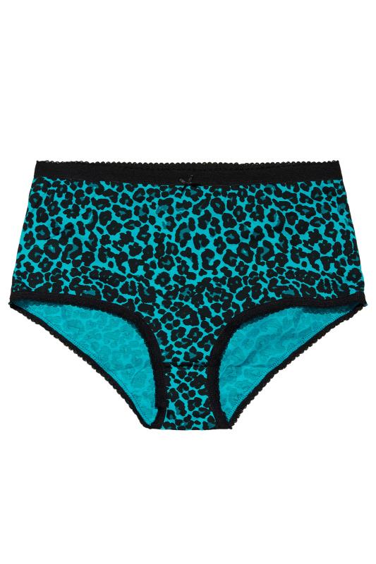Plus Size 5 PACK Black & Teal Blue Animal Print Full Briefs | Yours Clothing  3