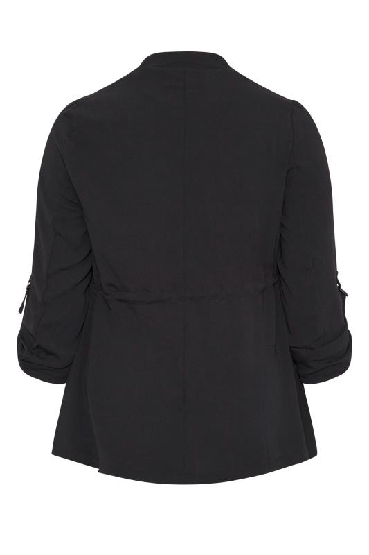 Plus Size Black Tab Sleeve Waterfall Jacket | Yours Clothing 7