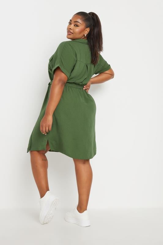 YOURS Plus Size Khaki Green Utility Dress | Yours Clothing  3