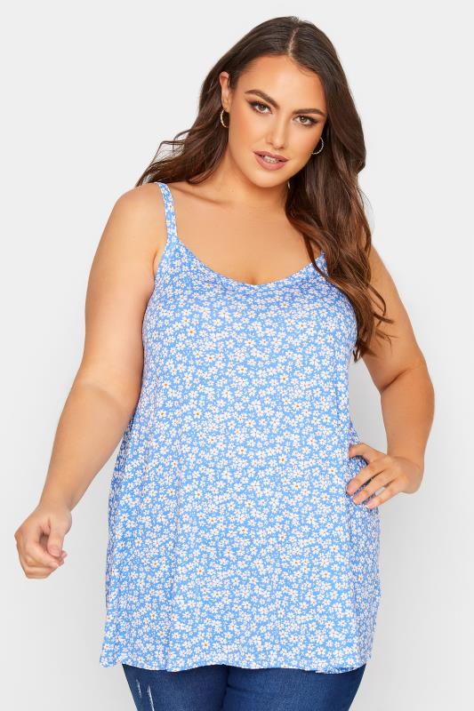 Blue Daisy Swing Cami Top | Yours Clothing 1