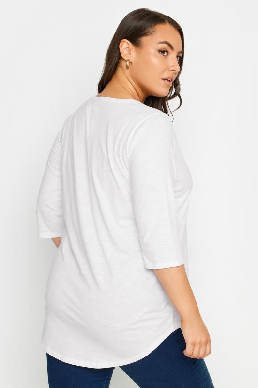 Plus Size YOURS FOR GOOD White Pintuck Henley Top | Yours Clothing 4