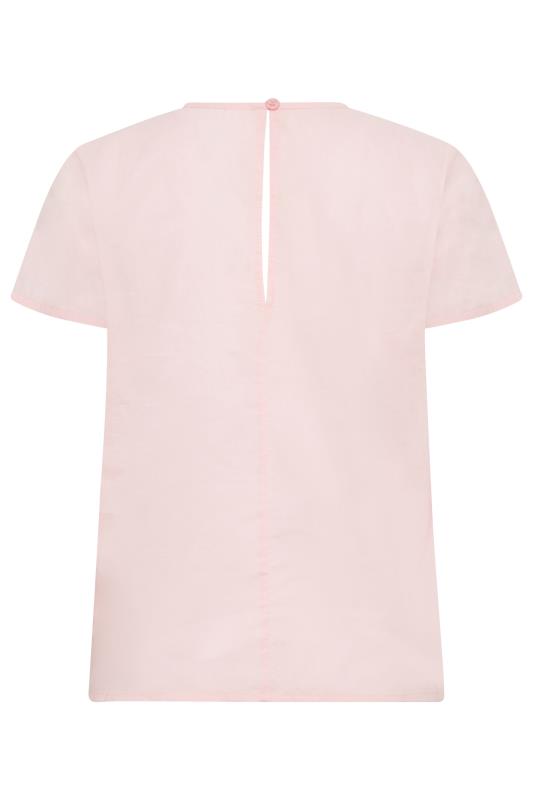 YOURS PETITE Plus Size Curve Light Pink Broderie Anglaise Short Sleeve Top | Yours Clothing  7