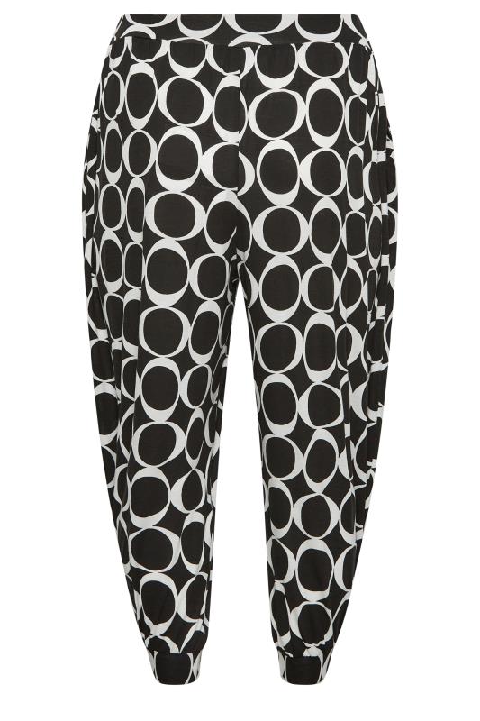 YOURS Plus Size Black Geometric Print Cropped Harem Trousers | Yours Clothing 6