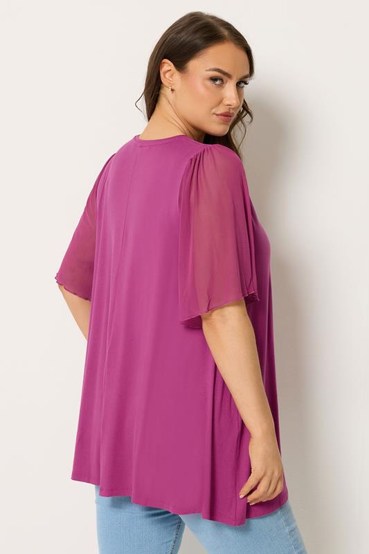 YOURS Plus Size Purple Pleat Front Top | Yours Clothing 2
