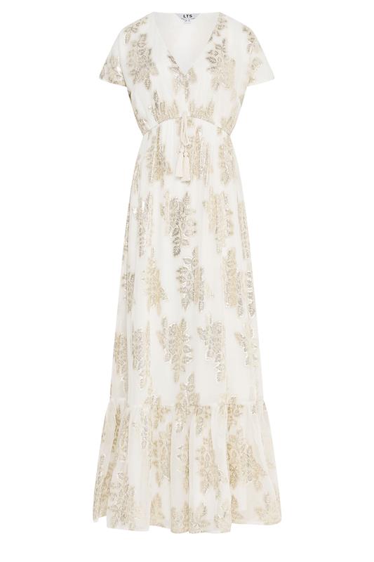 LTS Tall Women's Cream Paisley Metallic Sheer Maxi Dress | Long Tall Sally 5