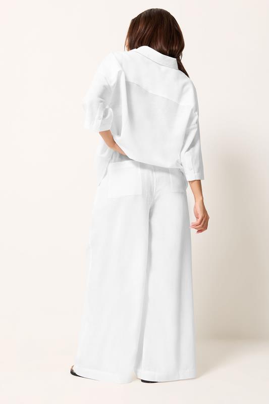 PixieGirl Petite Women's Set White Linen Shirt & Wide Leg Trousers | PixieGirl 2