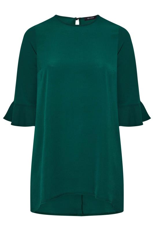 YOURS LONDON Plus Size Green Flute Sleeve Tunic Top | Yours Clothing 6
