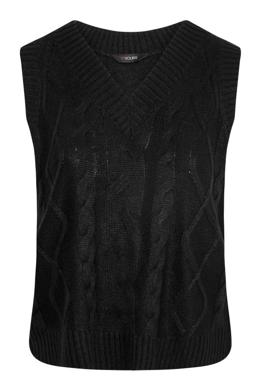 Plus Size Black Cable Knit Sweater Vest Top | Yours Clothing 6