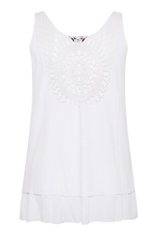 Plus Size White Crochet Back Vest Top | Yours Clothing  6
