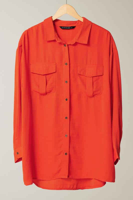 EVANS Plus Size Orange Long Sleeve Utility Shirt | Evans  6