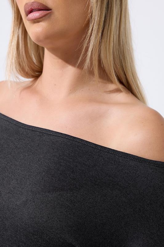 LIMITED COLLECTION Plus Size Charcoal Grey Off The Shoulder Top