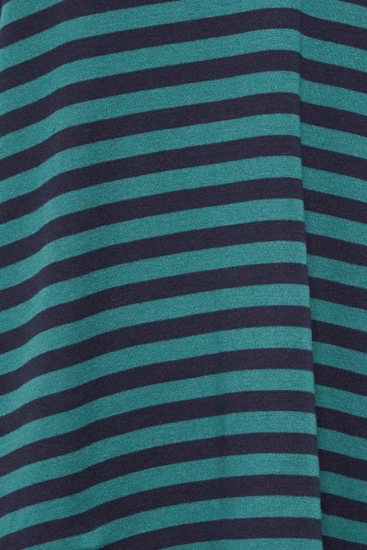 M&Co Teal Blue Stripe V-Neck Long Sleeve Cotton T-Shirt | M&Co 6