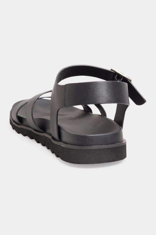 LTS Black Buckle Strap Sandals In Standard D Fit 4
