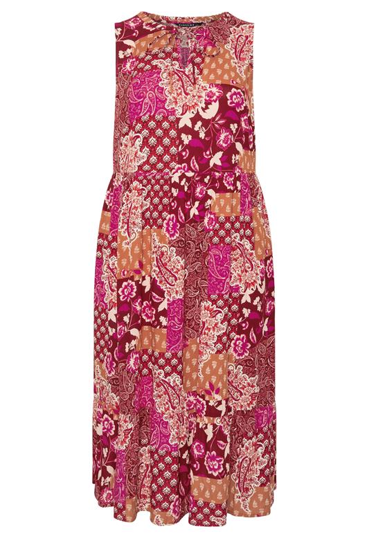 EVANS Plus Size Orange Paisley Tie Neck Dress 5