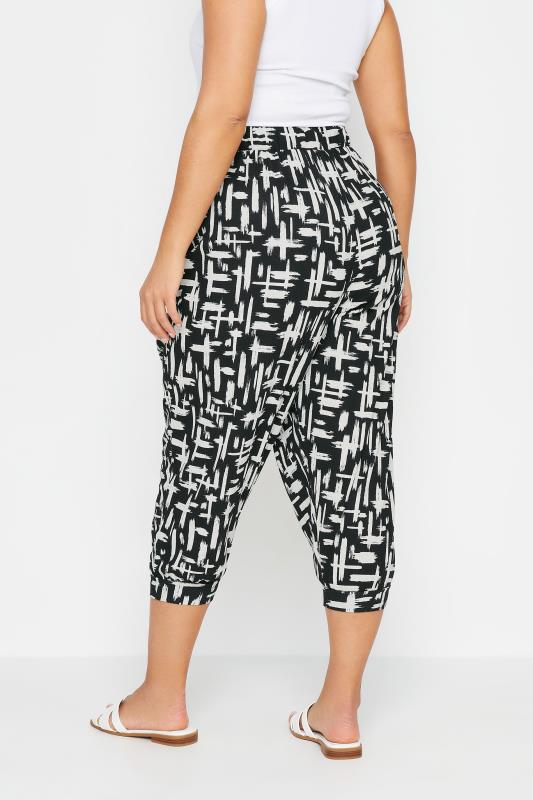 YOURS Plus Size Black Stripe Cropped Harem Joggers | Yours Clothing 3