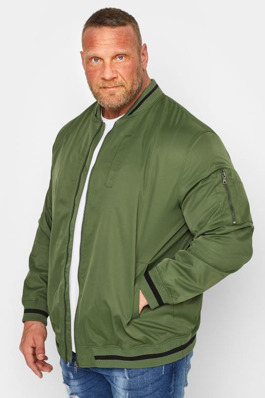Men's  BadRhino Big & Tall Khaki Green Bomber Jacket