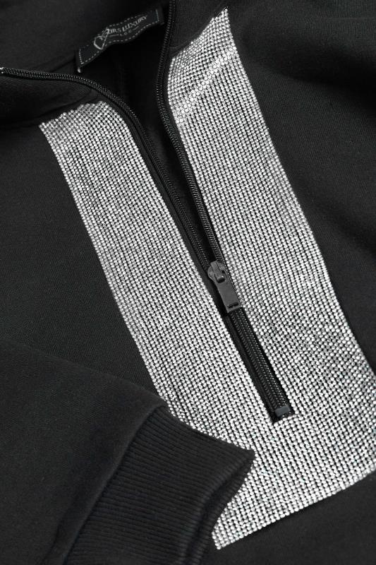 Curve Plus Size Black & Silver Sequin Embellished Half Zip Sweatshirt | Yours Clothing  9