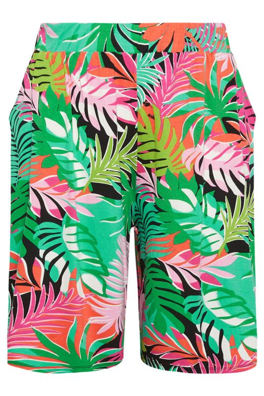 YOURS Plus Size Green Leaf Print Pull On Shorts | Yours Clothing 5