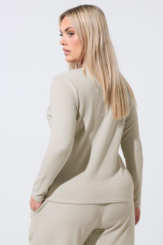 LIMITED COLLECTION Plus Size Beige Ribbed Button Cardigan | Yours Clothing 2