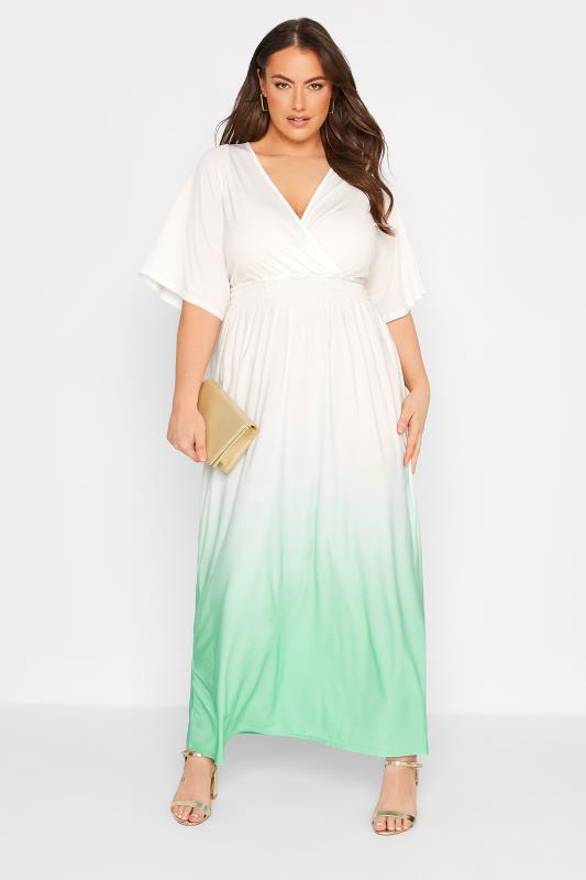 YOURS LONDON Curve Green Ombre Shirred Waist Maxi Dress 2