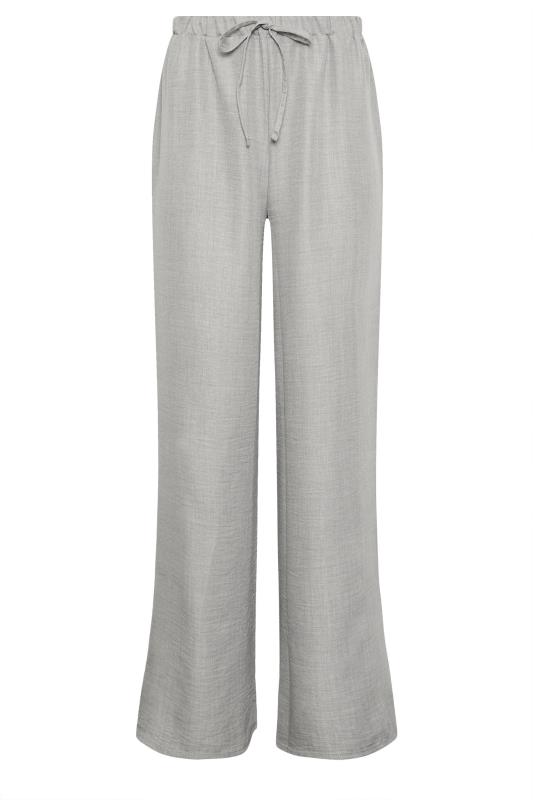 LTS Tall Women's Light Grey Textured Wide Leg Trousers | Long Tall Sally 6