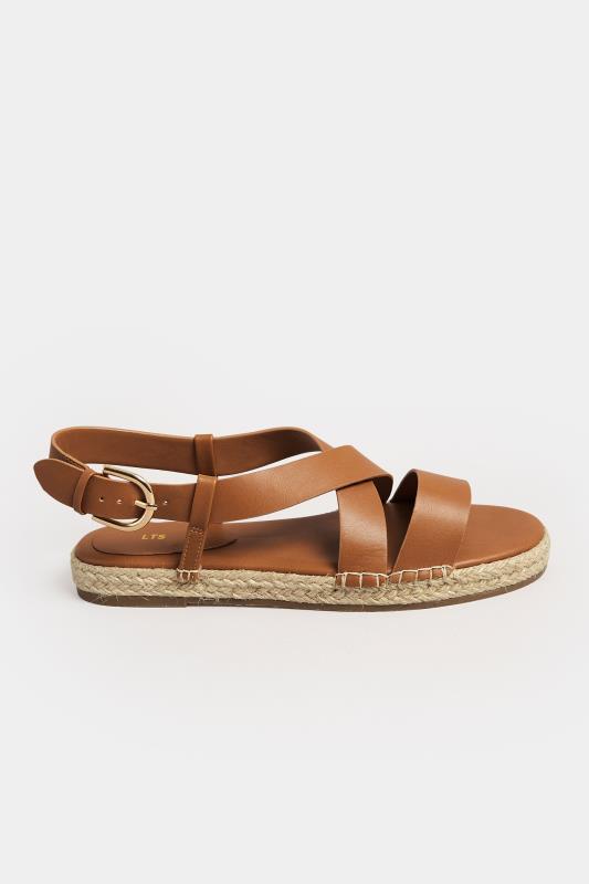LTS Brown Espadrille Crossover Strap Sandals In Standard Fit | Long Tall Sally 3