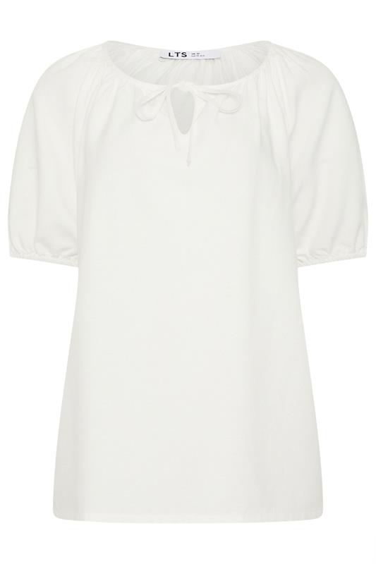 LTS Tall Women's White Tie Front Linen Blouse | Long Tall Sally 6