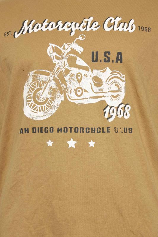 BadRhino Big & Tall Beige Brown 'Motorcycle Club' Graphic Print T-Shirt | BadRhino 2