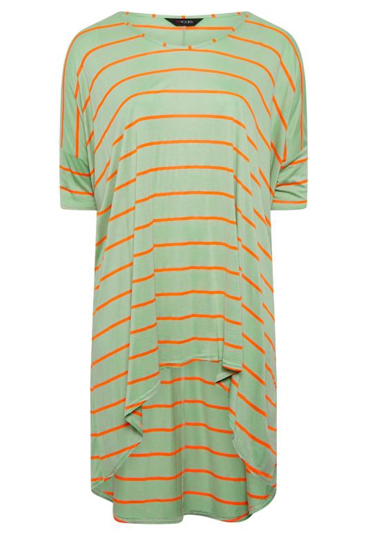 YOURS Plus Size Green Stripe Dipped Hem Tunic Top | Yours Clothing 6