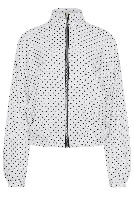 LTS Tall Women's White Polka Dot Funnel Neck Jacket | Long Tall Sally 9