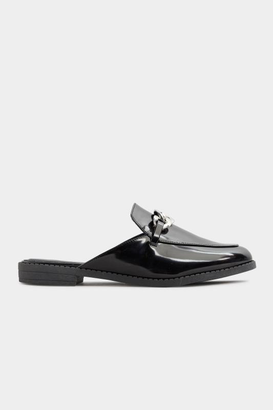 LIMITED COLLECTON Black Patent Chain Mules In Extra Wide Fit | Yours Clothing 3