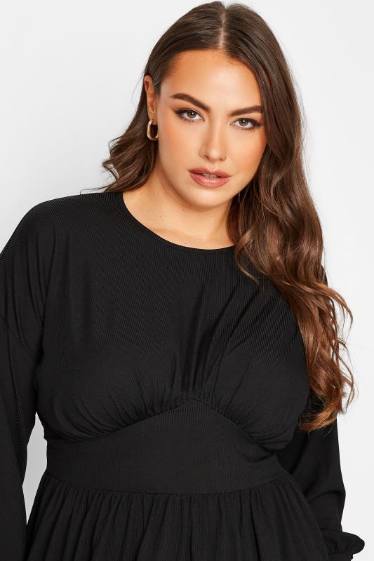 LIMITED COLLECTION Curve Plus Size Black Long Sleeve Corset Swing Top | Yours Clothing 4