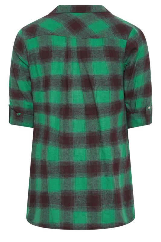 YOURS Plus Size Forest Green Check Print Boyfriend Shirt | Yours Clothing 7