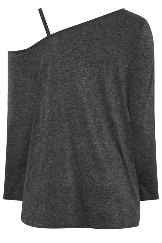LIMITED COLLECTION Plus Size Charcoal Grey Ruched One Shoulder Top | Yours Clothing 7