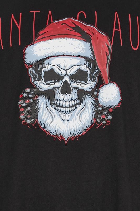 KAM Black Santa Skull Graphic Print T-Shirt | BadRhino 2