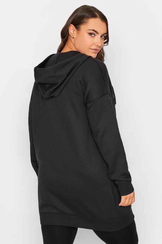 YOURS Plus Size Black Longline Zip Hoodie | Yours Clothing 3