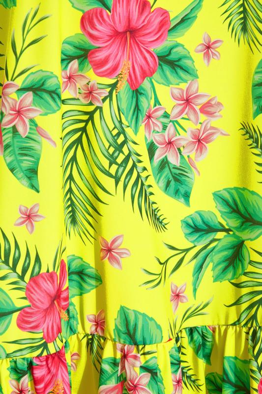 Plus Size Bright Yellow Tropical Print Frill Hem Cami Top | Yours Clothing 4