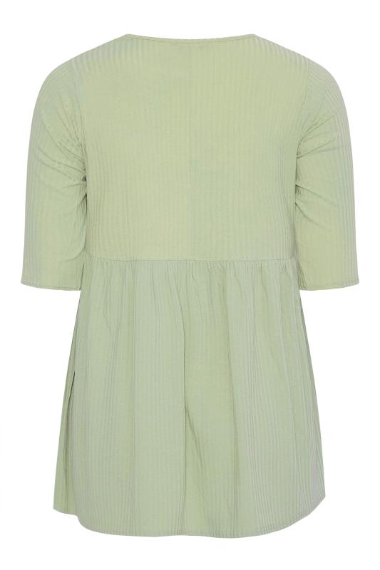 LIMITED COLLECTION Curve Light Green Ribbed Smock Top 6