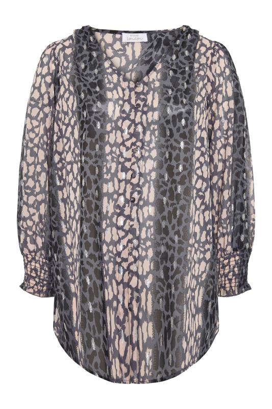 Plus Size YOURS LONDON Grey Animal Print Balloon Sleeve Blouse | Yours Clothing 6