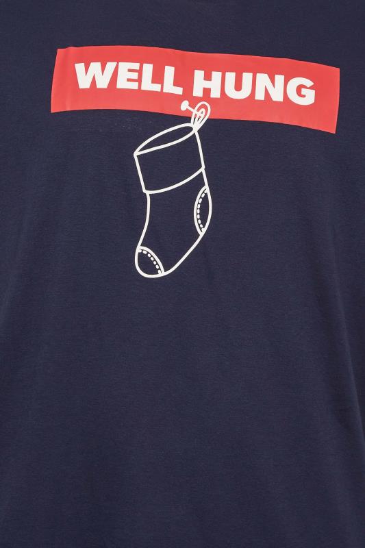 JACK & JONES Big & Tall Navy Blue 'Well Hung' Christmas T-Shirt | BadRhino 2