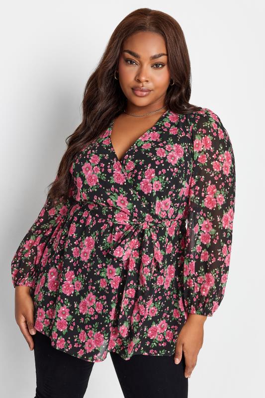 YOURS LONDON Plus Size Floral Print Wrap Top | Yours Clothing 4