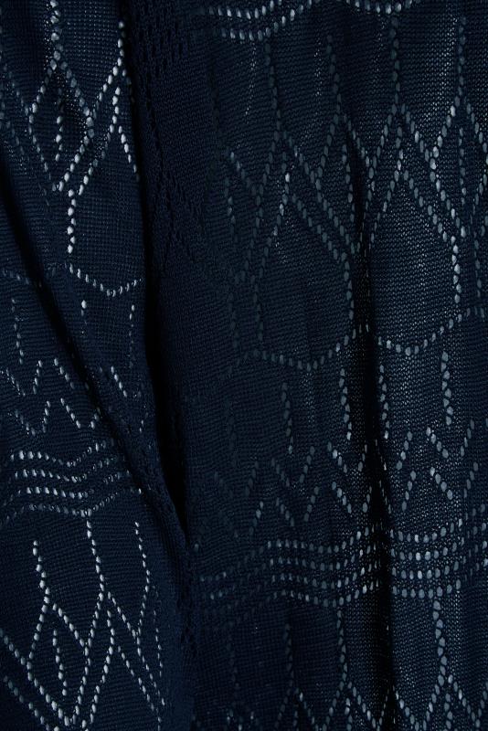 Plus Size Navy Blue Aztec Stitch Midi Cardigan | Yours Clothing  5